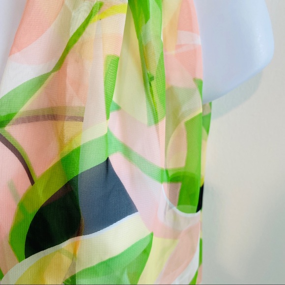 Vintage Sheer Multicolor Abstract Print Versatile Wear Scarf - Picture 6 of 15